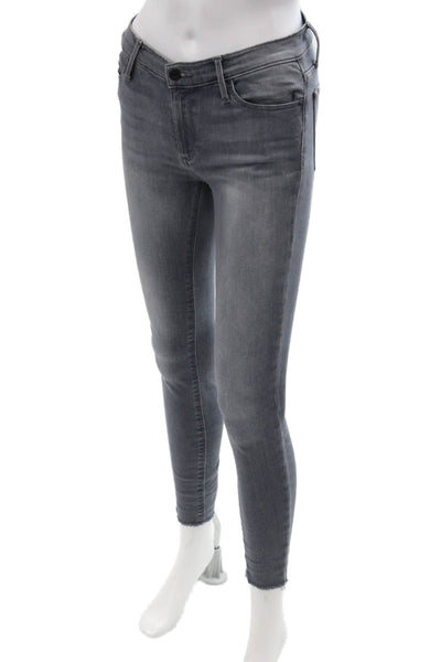 Black Orchid Women Ankle Skinny Gray Jeans High Rise Button Size 26
