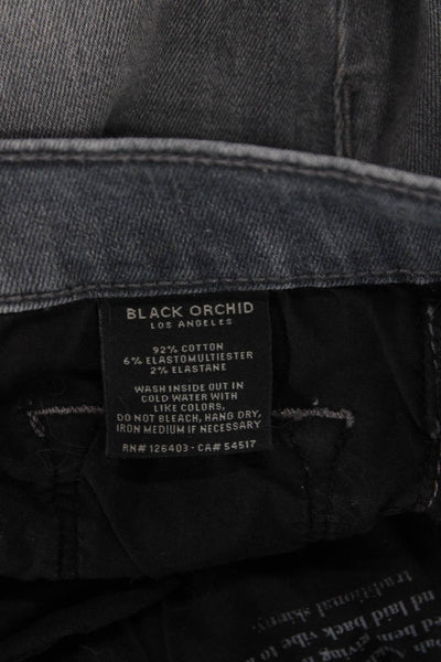 Black Orchid Women Ankle Skinny Gray Jeans High Rise Button Size 26