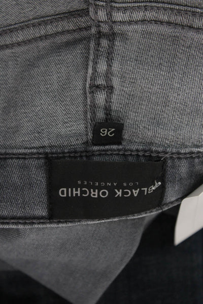 Black Orchid Women Ankle Skinny Gray Jeans High Rise Button Size 26