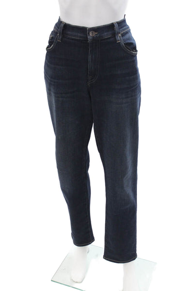 7 For All Mankind Unisex Straight Dark Blue High Rise Jeans Size 33