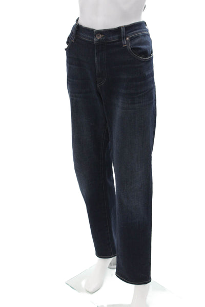 7 For All Mankind Unisex Straight Dark Blue High Rise Jeans Size 33