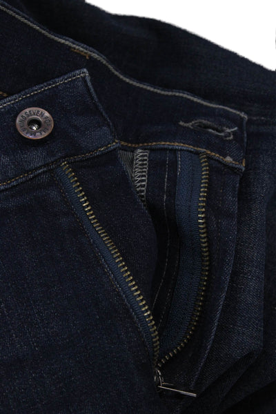 7 For All Mankind Unisex Straight Dark Blue High Rise Jeans Size 33
