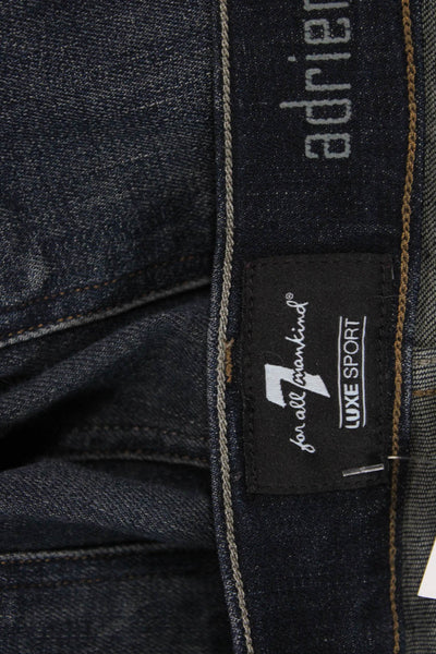 7 For All Mankind Unisex Straight Dark Blue High Rise Jeans Size 33