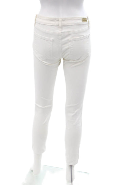 Paige Womens Skinny Ankle Jeans White High Rise Button Fly 27in Size 26