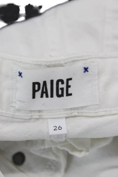 Paige Womens Skinny Ankle Jeans White High Rise Button Fly 27in Size 26