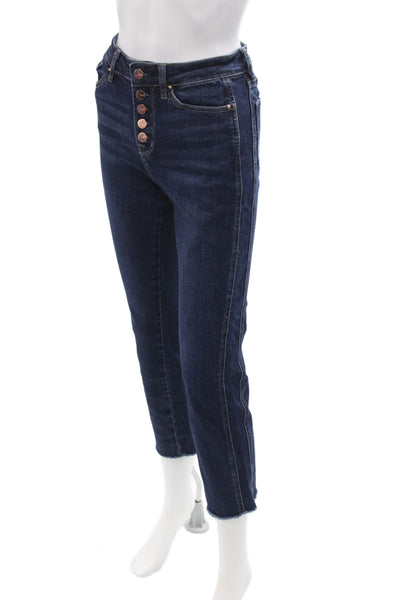 Mica Womens Ankle Cropped Jeans Dark Blue High Rise Size 25
