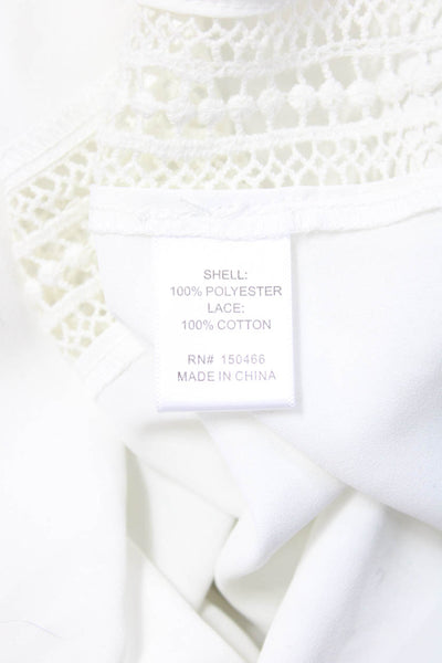 Brixton Womens Bohemian White Polyester Round Neck Short Sleeve Blouse Size S