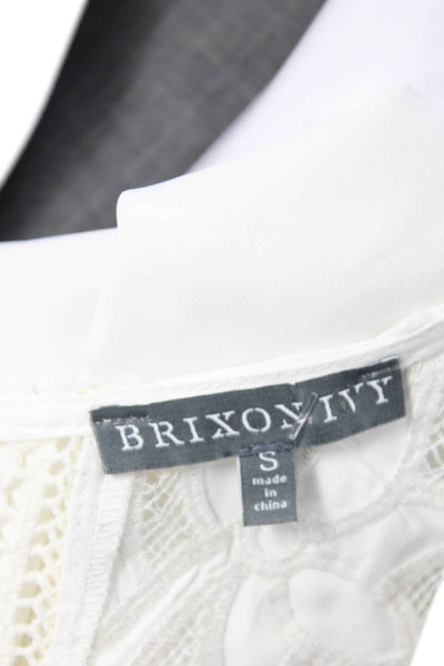 Brixton Womens Bohemian White Polyester Round Neck Short Sleeve Blouse Size S