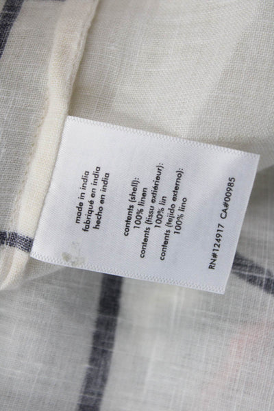 We Wore What Womens Linen Graphic Print Button-Up Long Sleeve Beige Size M