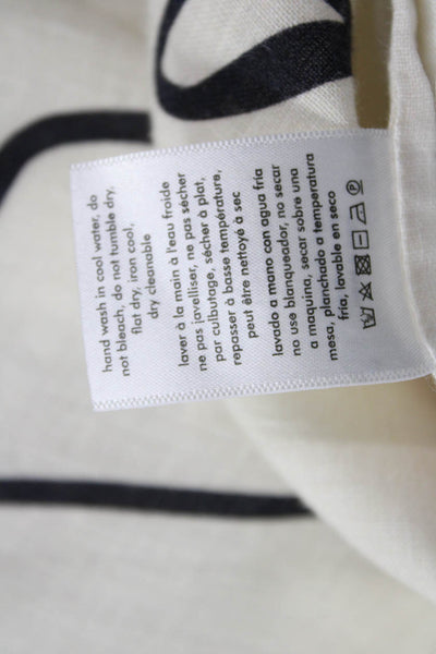 We Wore What Womens Linen Graphic Print Button-Up Long Sleeve Beige Size M