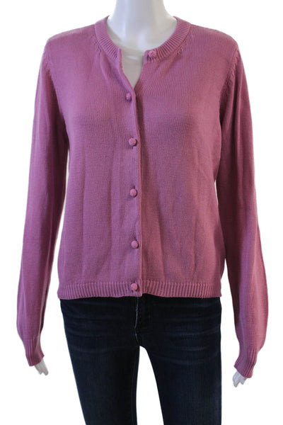 Cami NYC Unisex Cardigan Pink Crew Neck Long Sleeve Cotton Viscose Size M