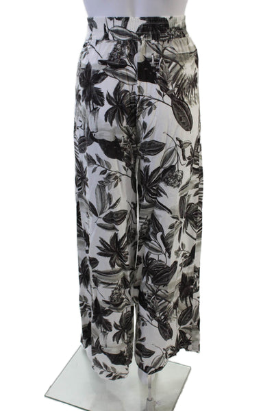 MNG Womens Cropped Black Floral Linen Viscose Pants Size M