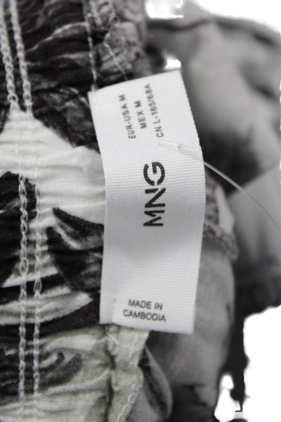 MNG Womens Cropped Black Floral Linen Viscose Pants Size M
