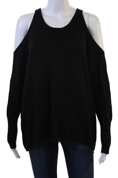 Ramy Brook Unisex Pullover Sweater Black Merino Round Neck Long Sleeve Size M