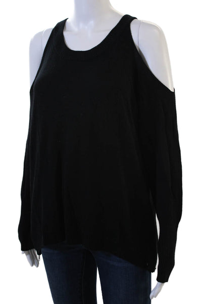 Ramy Brook Unisex Pullover Sweater Black Merino Round Neck Long Sleeve Size M