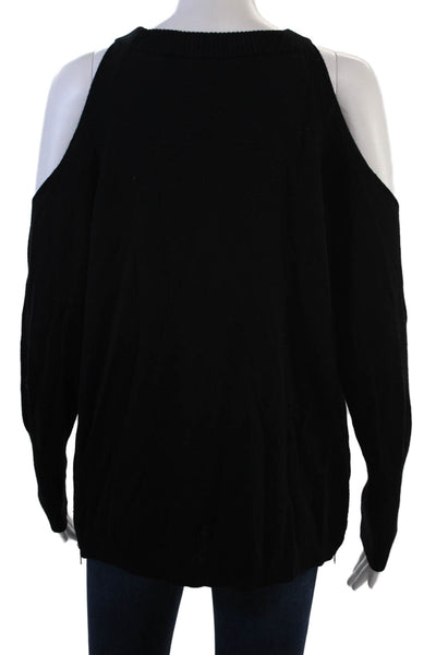 Ramy Brook Unisex Pullover Sweater Black Merino Round Neck Long Sleeve Size M