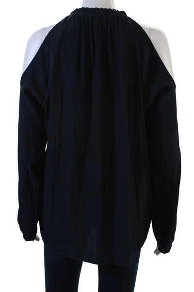 Ramy Brook Womens Black High Neck Long Sleeve Blouse Size L