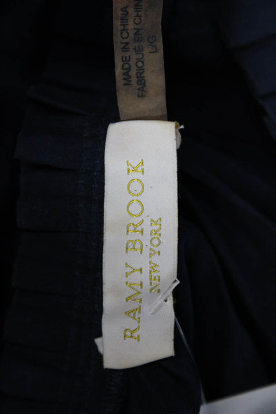 Ramy Brook Womens Black High Neck Long Sleeve Blouse Size L