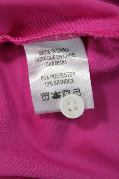 Fairway & Greene Women Pink Geometric Collared Polo Short Sleeve Size M