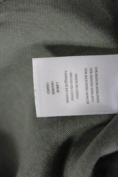 Rails Womens Collared Long Sleeve Button-Up Basic Top Green Rayon Linen Size L