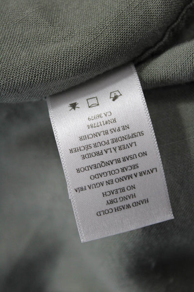 Rails Womens Collared Long Sleeve Button-Up Basic Top Green Rayon Linen Size L
