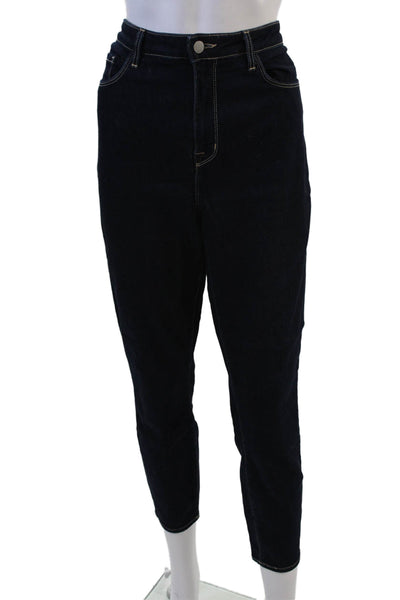 L'Agence Womens Ankle Skinny Jeans Dark Blue High Rise Button Size 32