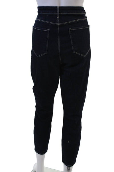 L'Agence Womens Ankle Skinny Jeans Dark Blue High Rise Button Size 32
