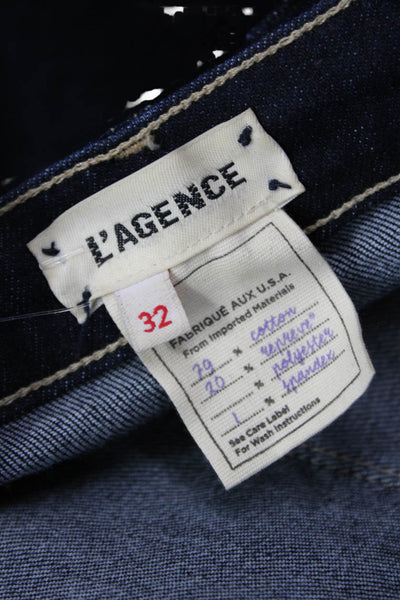 L'Agence Womens Ankle Skinny Jeans Dark Blue High Rise Button Size 32