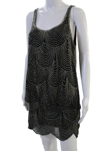 Joie Women Black Silk Shift Tank Dress Set Sleeveless Size L