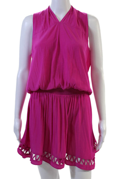 Ramy Brook Womens Pink V Neck Sleeveless Jumpsuit Knee Length Size L