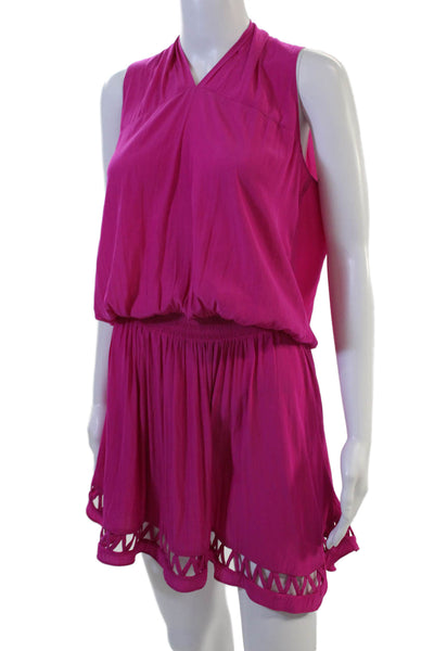 Ramy Brook Womens Pink V Neck Sleeveless Jumpsuit Knee Length Size L