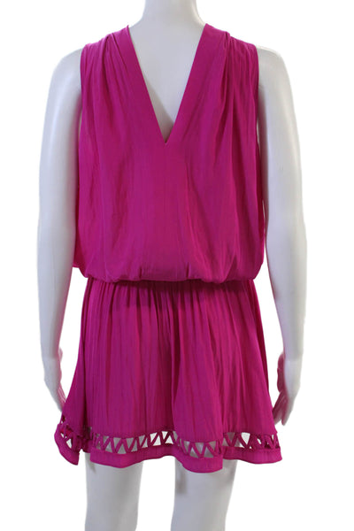 Ramy Brook Womens Pink V Neck Sleeveless Jumpsuit Knee Length Size L