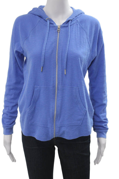 Calvin Klein Women Full Zip Hoodie Blue Drawstring Long Sleeve Size M