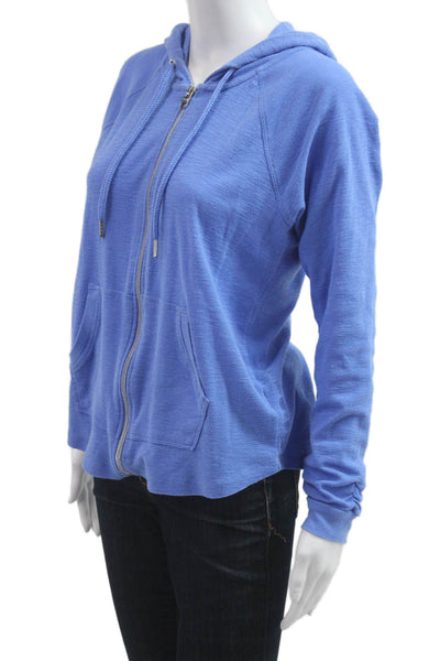 Calvin Klein Women Full Zip Hoodie Blue Drawstring Long Sleeve Size M