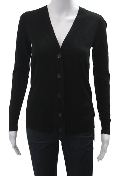Theory Unisex Black V Neck Long Sleeve Cardigan Size S