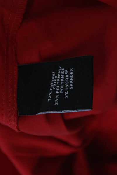 Lafayette 148 New York Women Red Collared Button Up Blouse 3/4 Sleeve Size 6
