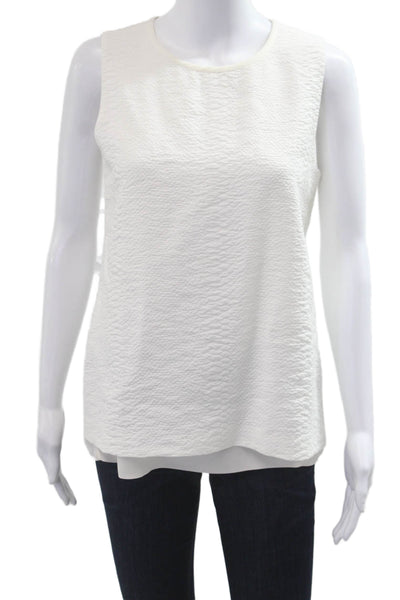 Vince Women Basic Sleeveless White Round Neck Blouse Size 6