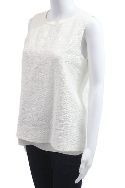 Vince Women Basic Sleeveless White Round Neck Blouse Size 6