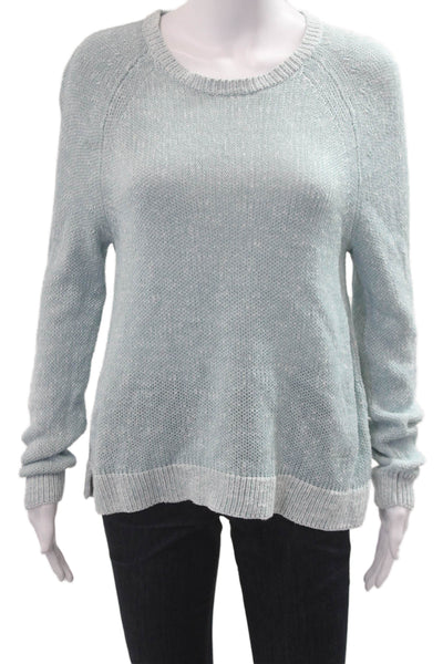 Eileen Fisher Unisex Pullover Sweater Light Blue Crew Neck Long Sleeve Size S