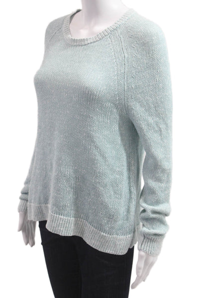 Eileen Fisher Unisex Pullover Sweater Light Blue Crew Neck Long Sleeve Size S