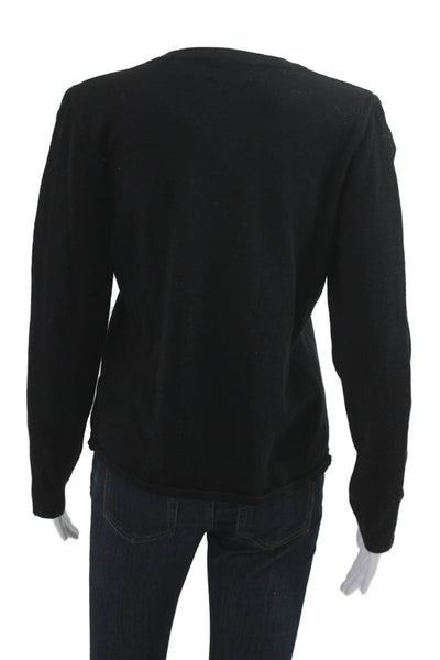 Tahari Womens Pullover Sweater Black Lace Up Long Sleeve Size M