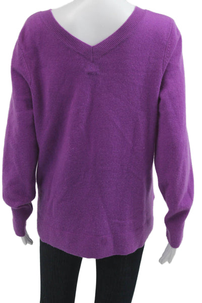 Halogen Unisex V-Neck Purple 100% Cashmere Pullover Sweater Long Sleeve Size 1