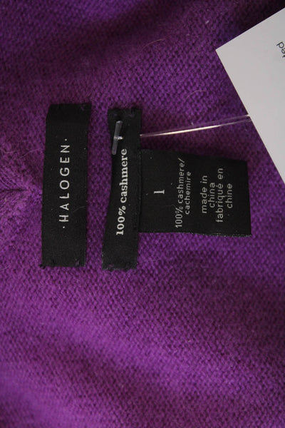 Halogen Unisex V-Neck Purple 100% Cashmere Pullover Sweater Long Sleeve Size 1