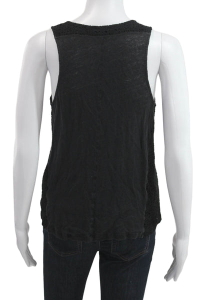 J Crew Womens Basic Tank Black Linen Round Neck Sleeveless Size M