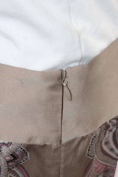 Calvin Klein Women A-Line Peasant Paisley Silk Skirt Beige Size 4