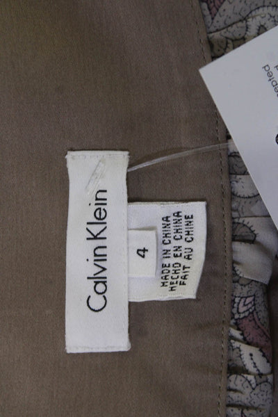 Calvin Klein Women A-Line Peasant Paisley Silk Skirt Beige Size 4