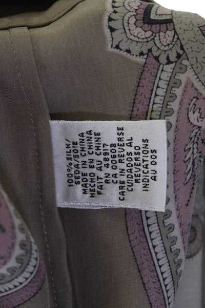 Calvin Klein Women A-Line Peasant Paisley Silk Skirt Beige Size 4