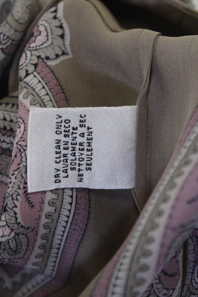 Calvin Klein Women A-Line Peasant Paisley Silk Skirt Beige Size 4