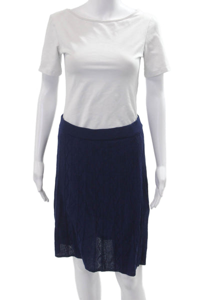 Missoni Women A-Line Skirt Dark Blue Wool Viscose Knee Length Size 44