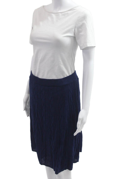 Missoni Women A-Line Skirt Dark Blue Wool Viscose Knee Length Size 44